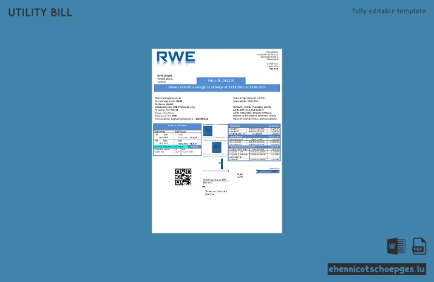 Beispiel einer Stromrechnung von RWE aus Slowenien (Adressnachweis)